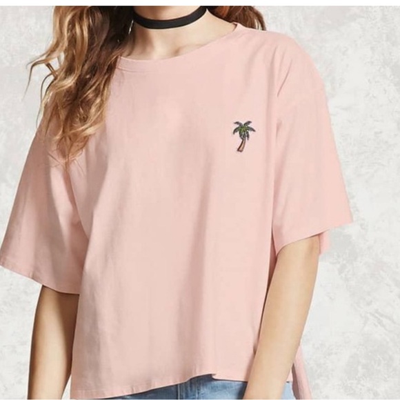 Forever 21 Tops - Forever 21 Pink Palm Tree Shirt